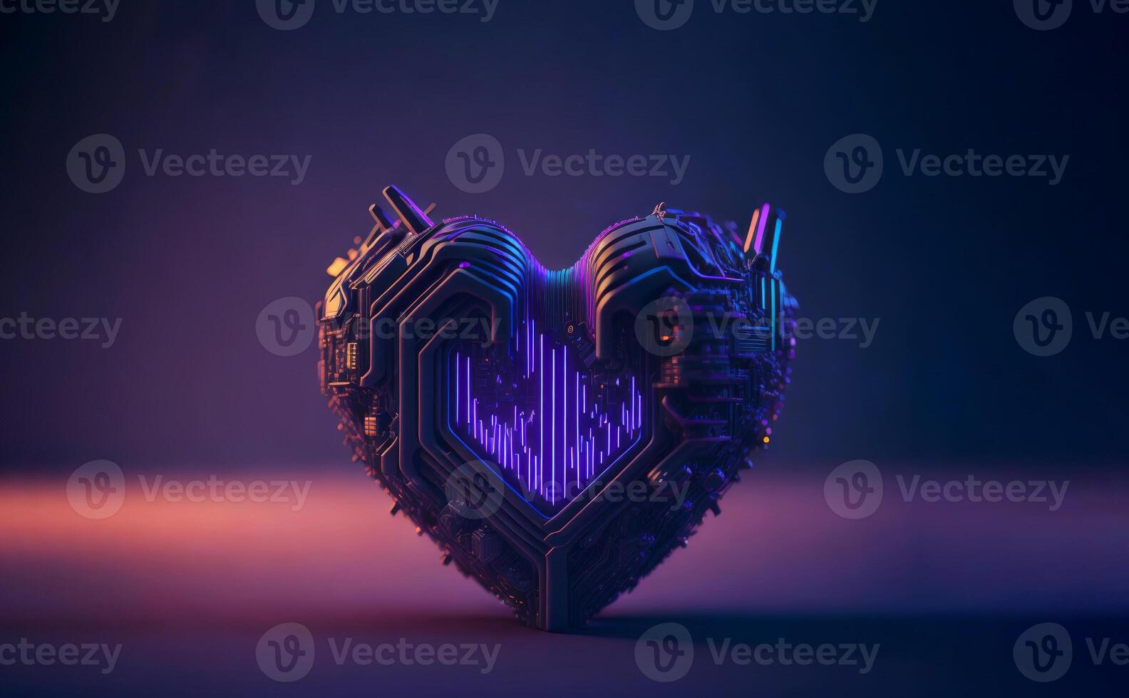 cyberpunk neon heart. photo