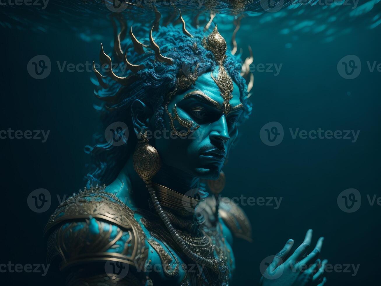 Indian god Lord Krishna Underwater. photo