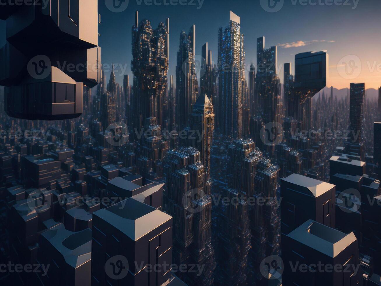 Fractal futuristic cubic city. photo