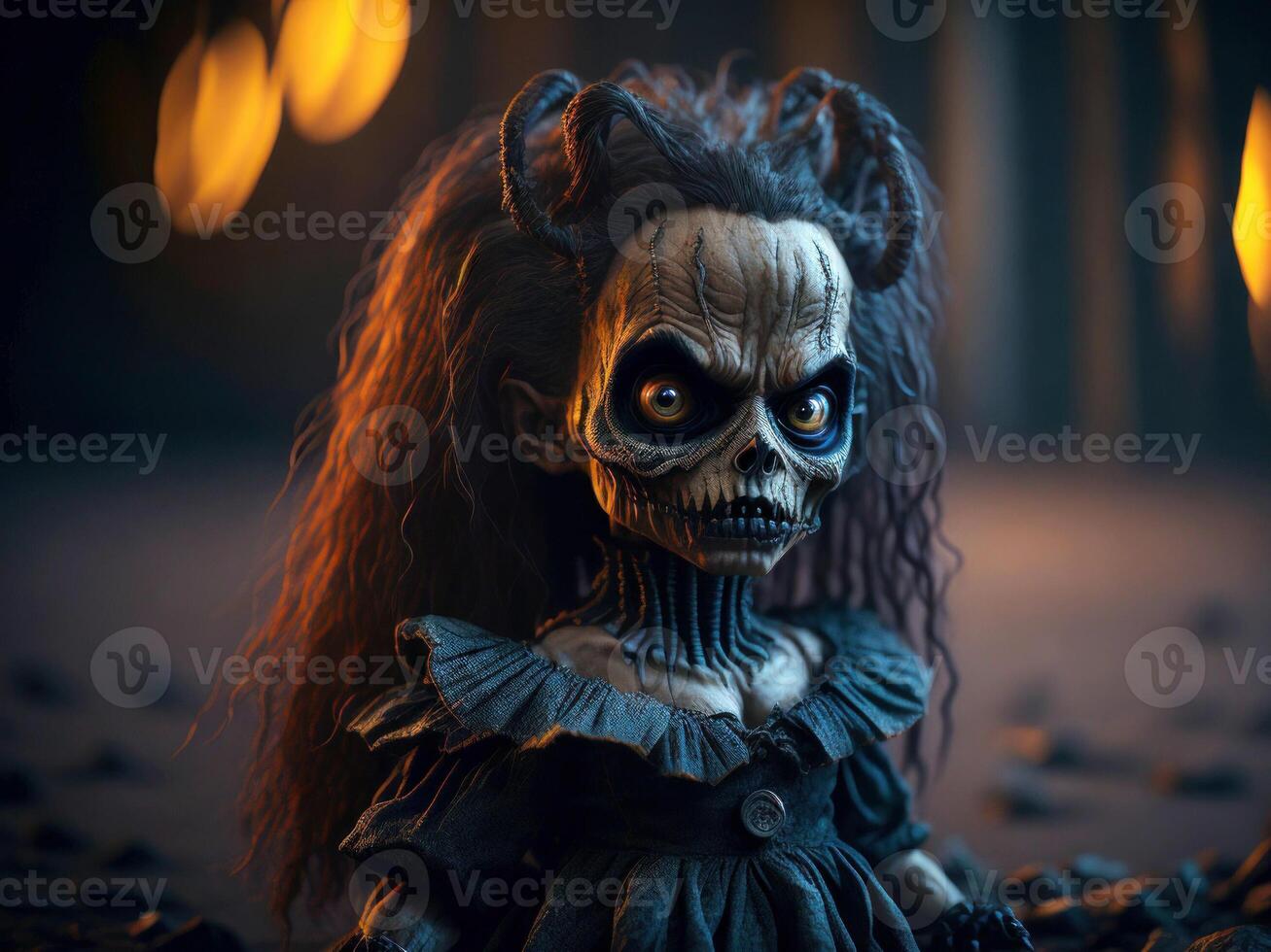 Creepy scary doll. Halloween concept. photo