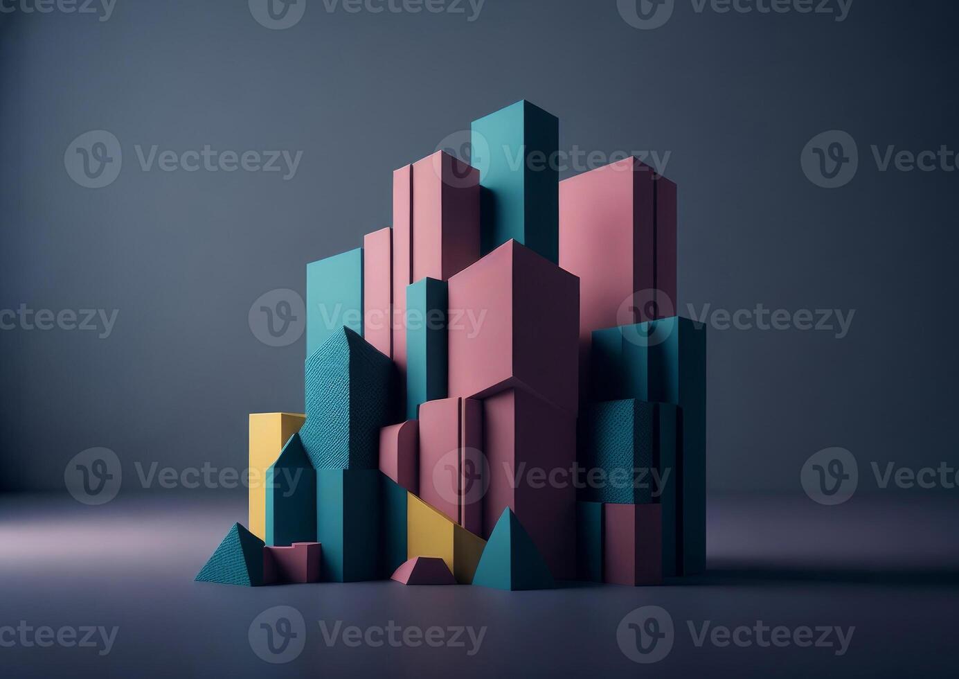 abstract background with colorful cubes and graphs. photo