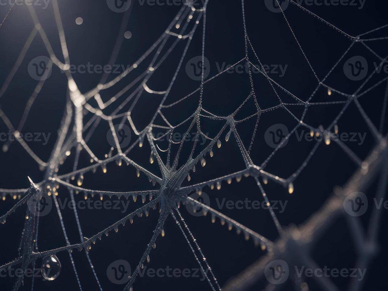 spider web with dew drops. photo