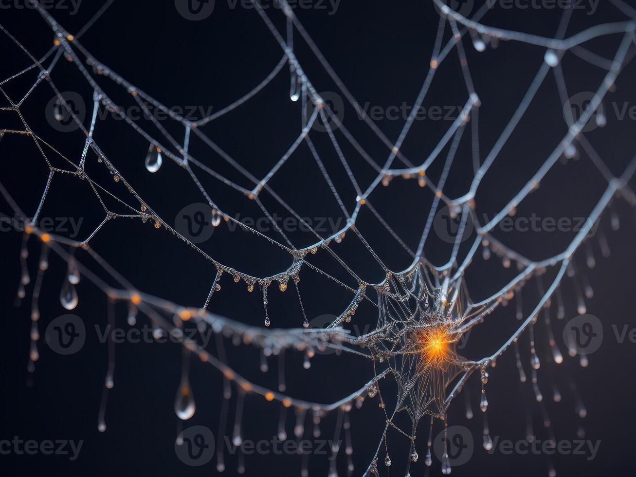 spider web with dew drops. photo