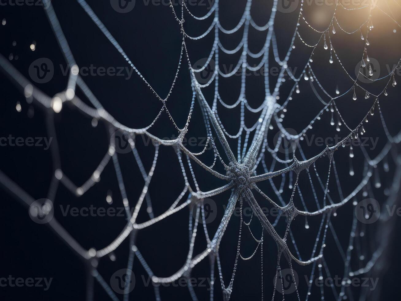 spider web with dew drops. photo