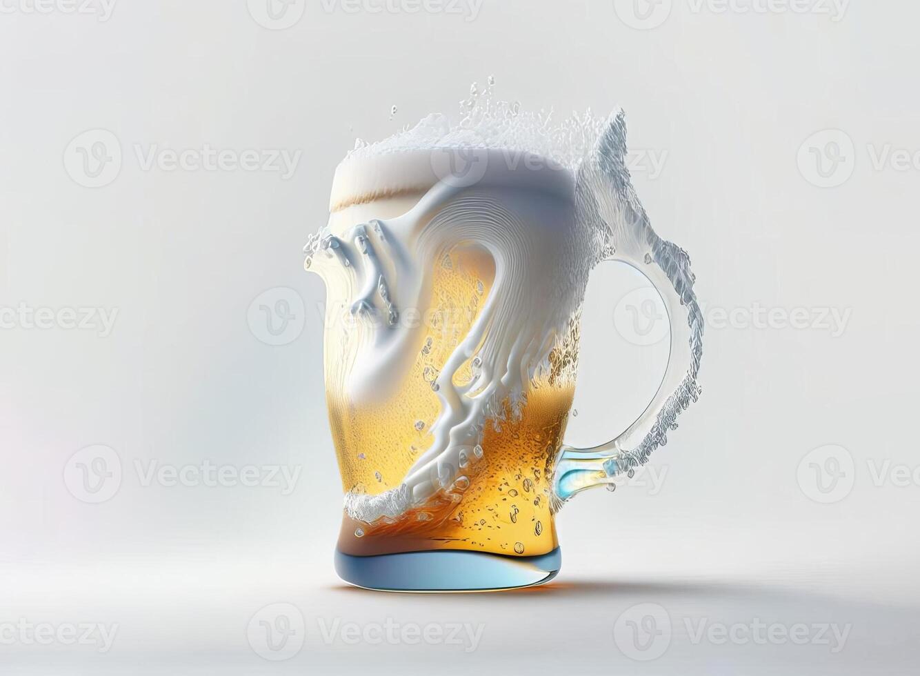 Glass of beer with beautiful foam on white background. photo