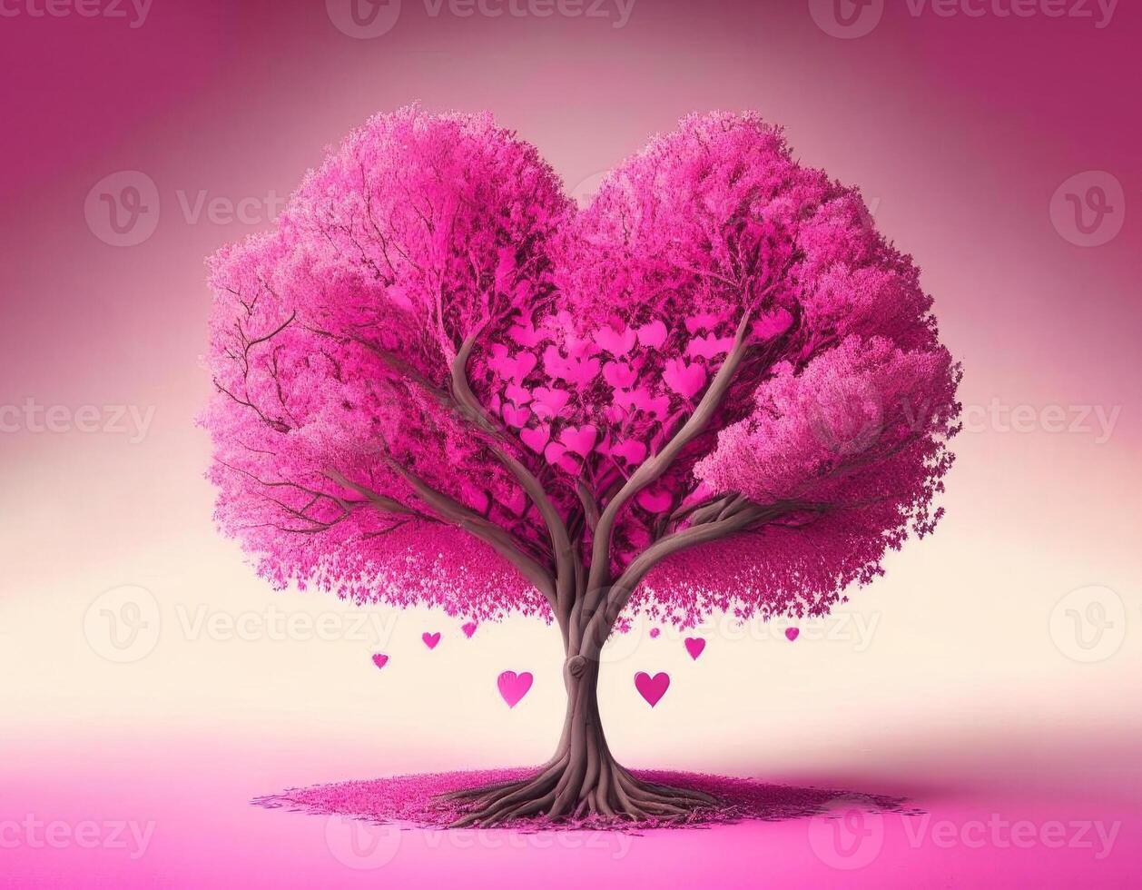 Pink heart shaped tree, photo