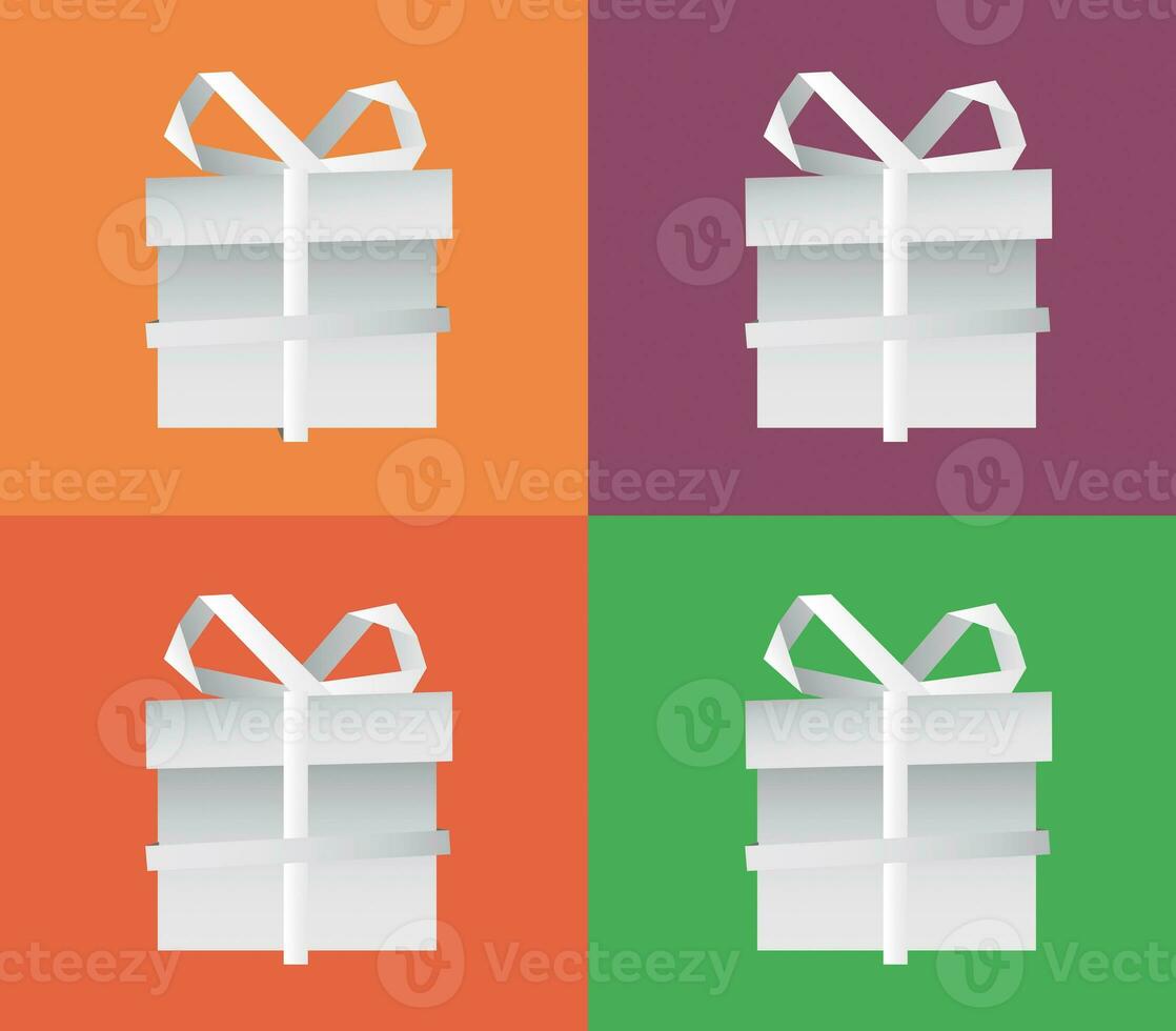 set of vector gifts made from paper photo