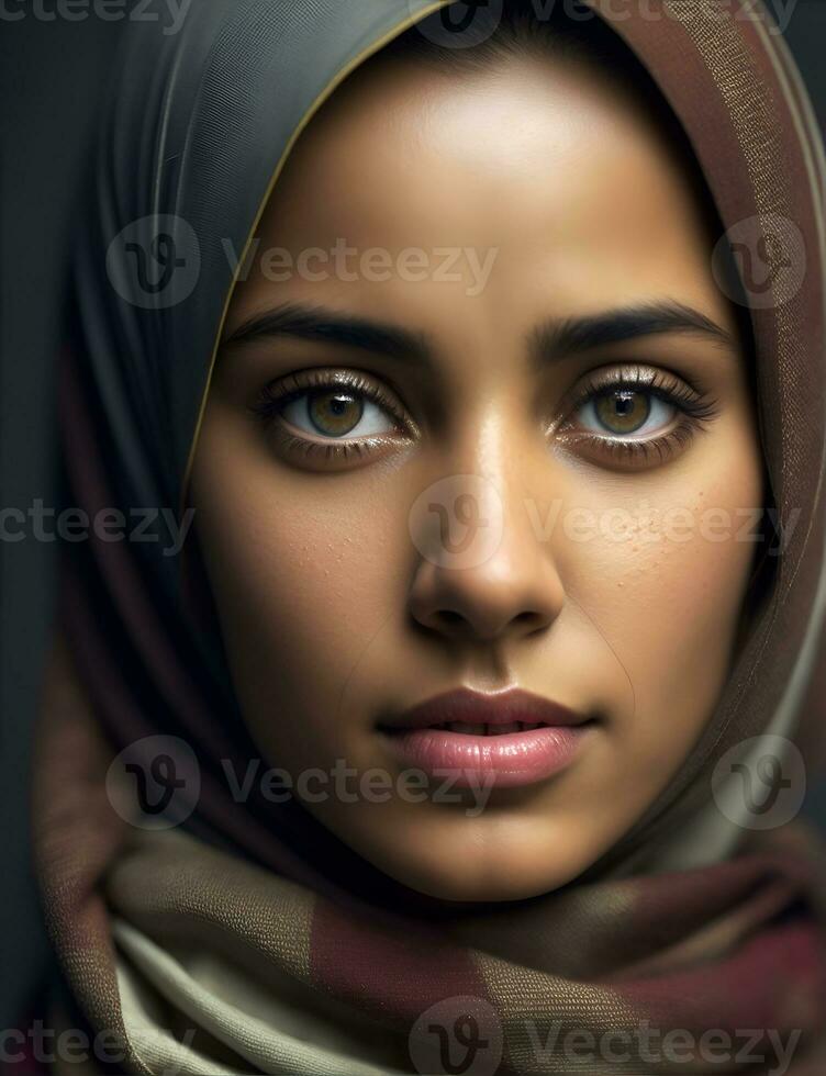 retrato de un hermosa musulmán mujer foto