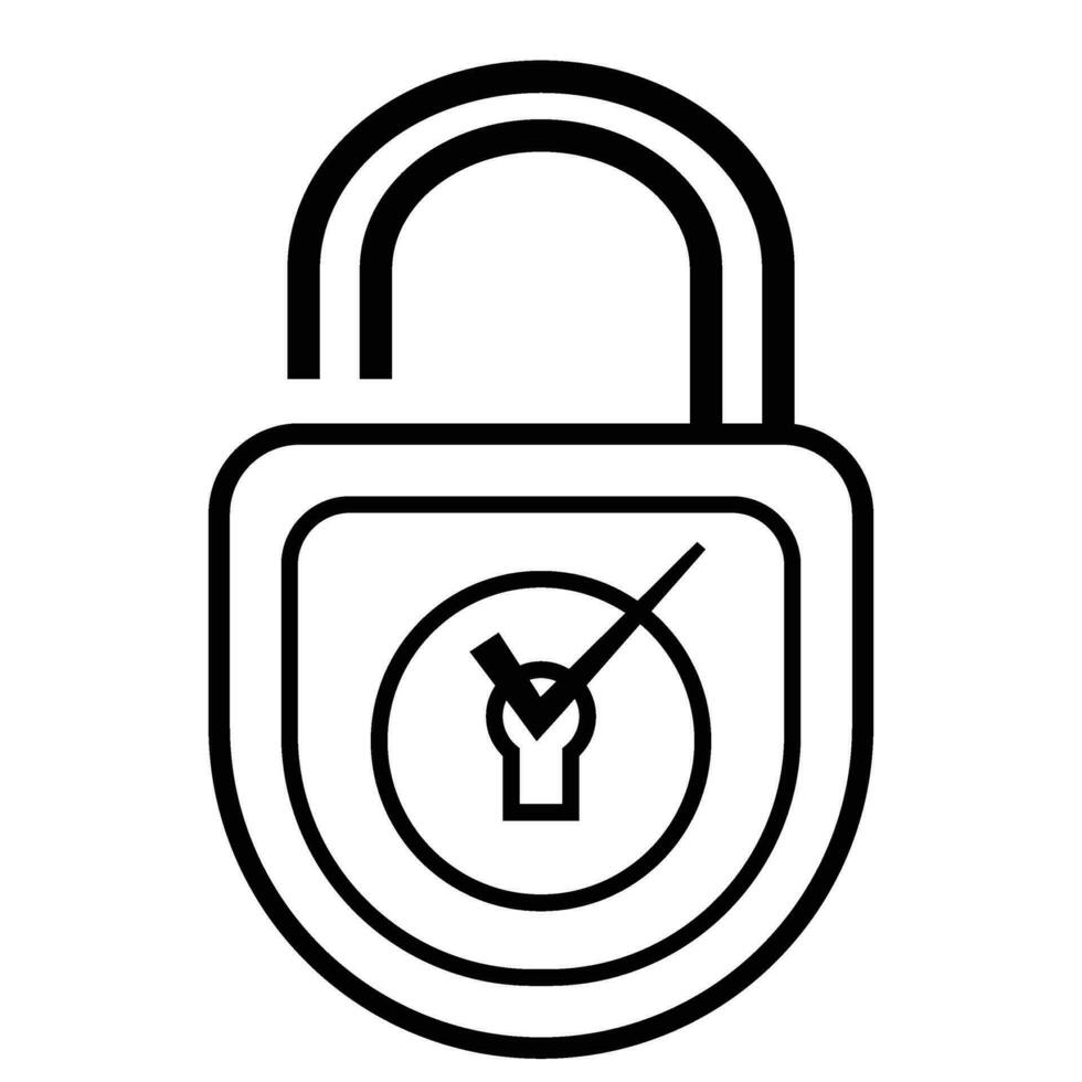 check list icon or tick mark to choose correct key to open lock, unlock line black concept vector