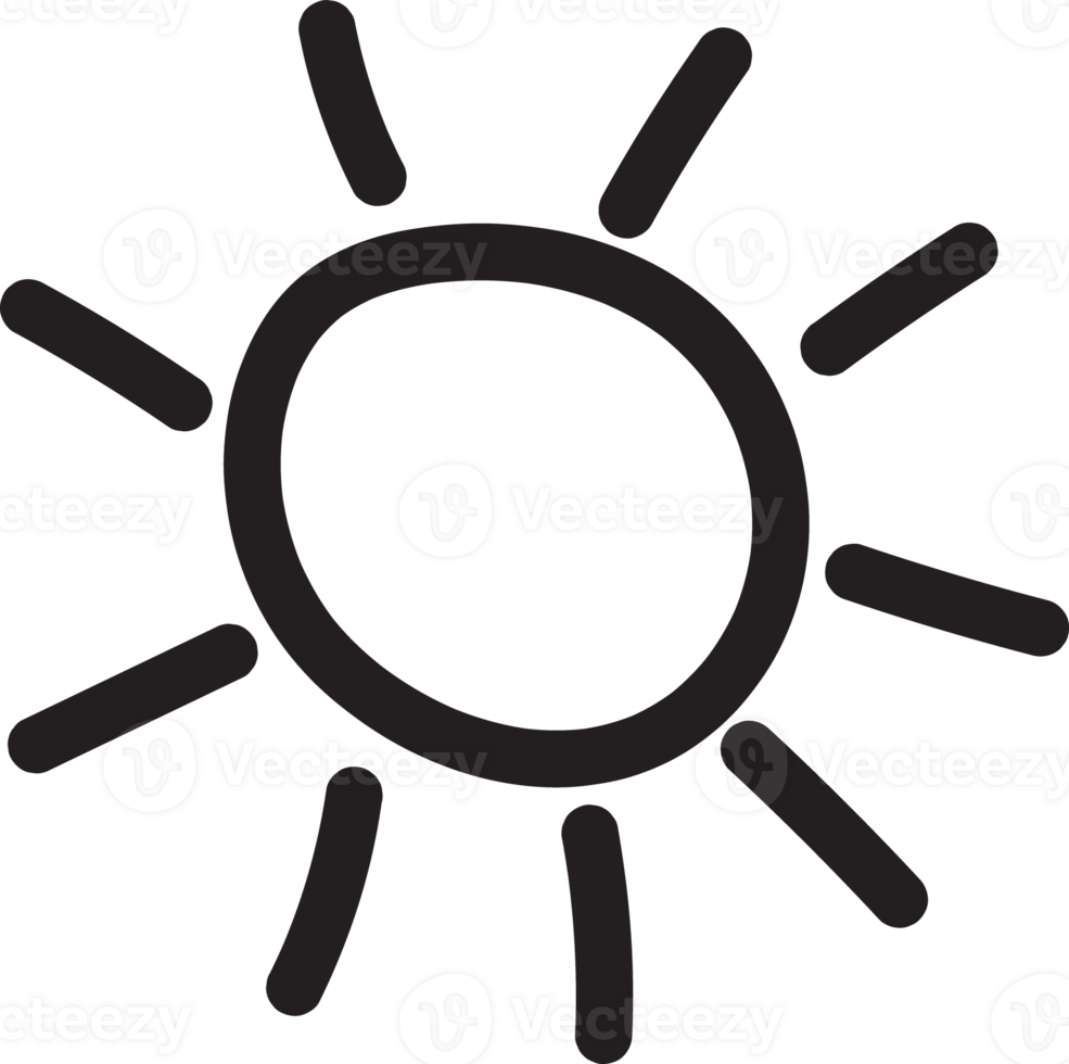 Sun icon black line drawing or doodle logo sunlight symbol weather element png