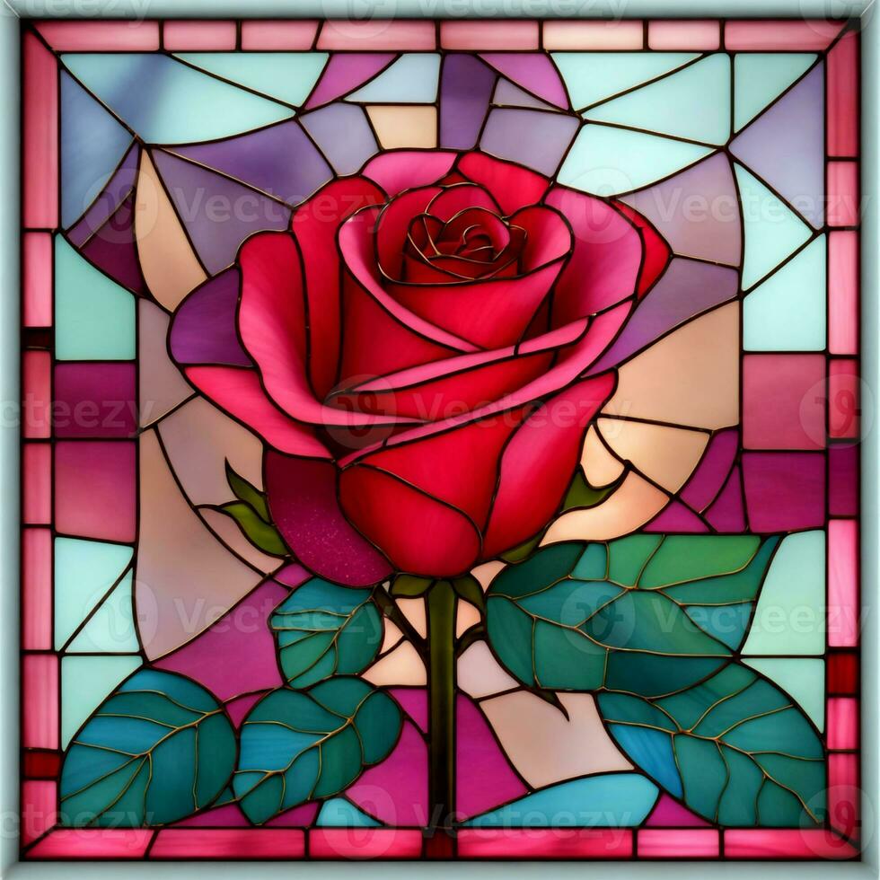 Stained Glass Flower Background photo