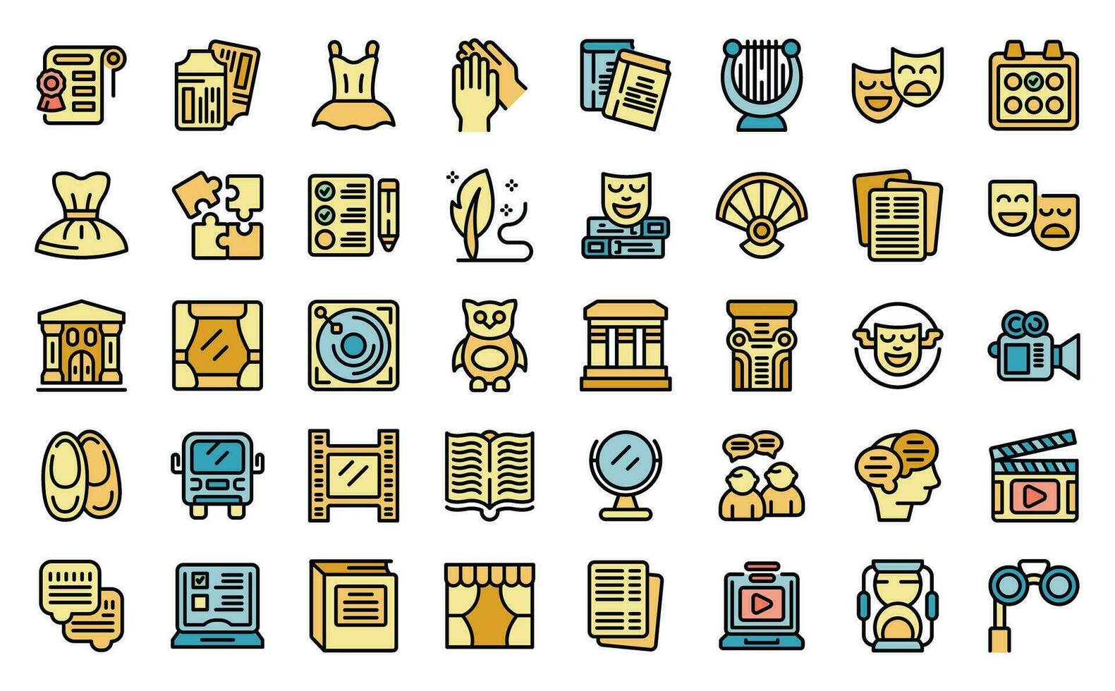 Theater class icons set vector flat