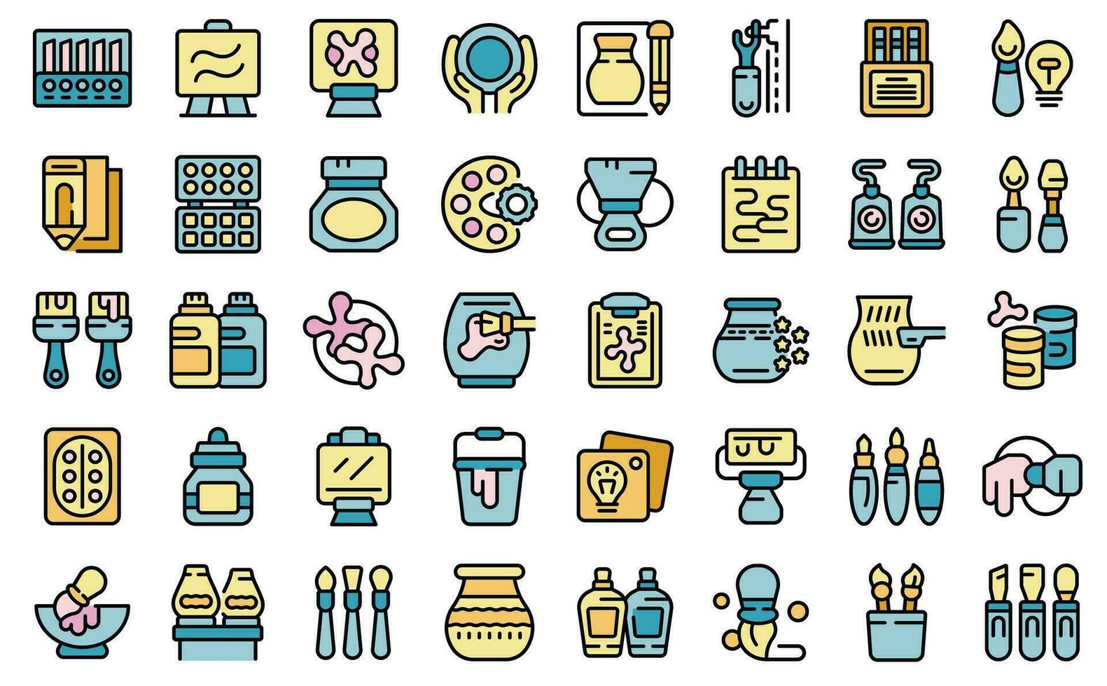 Art workshop icons set vector flat