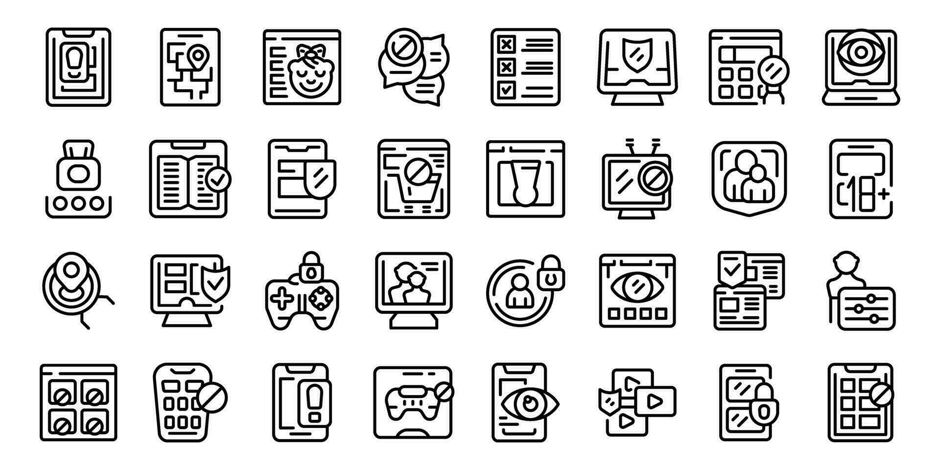 Parental control icons set outline vector. App parent vector