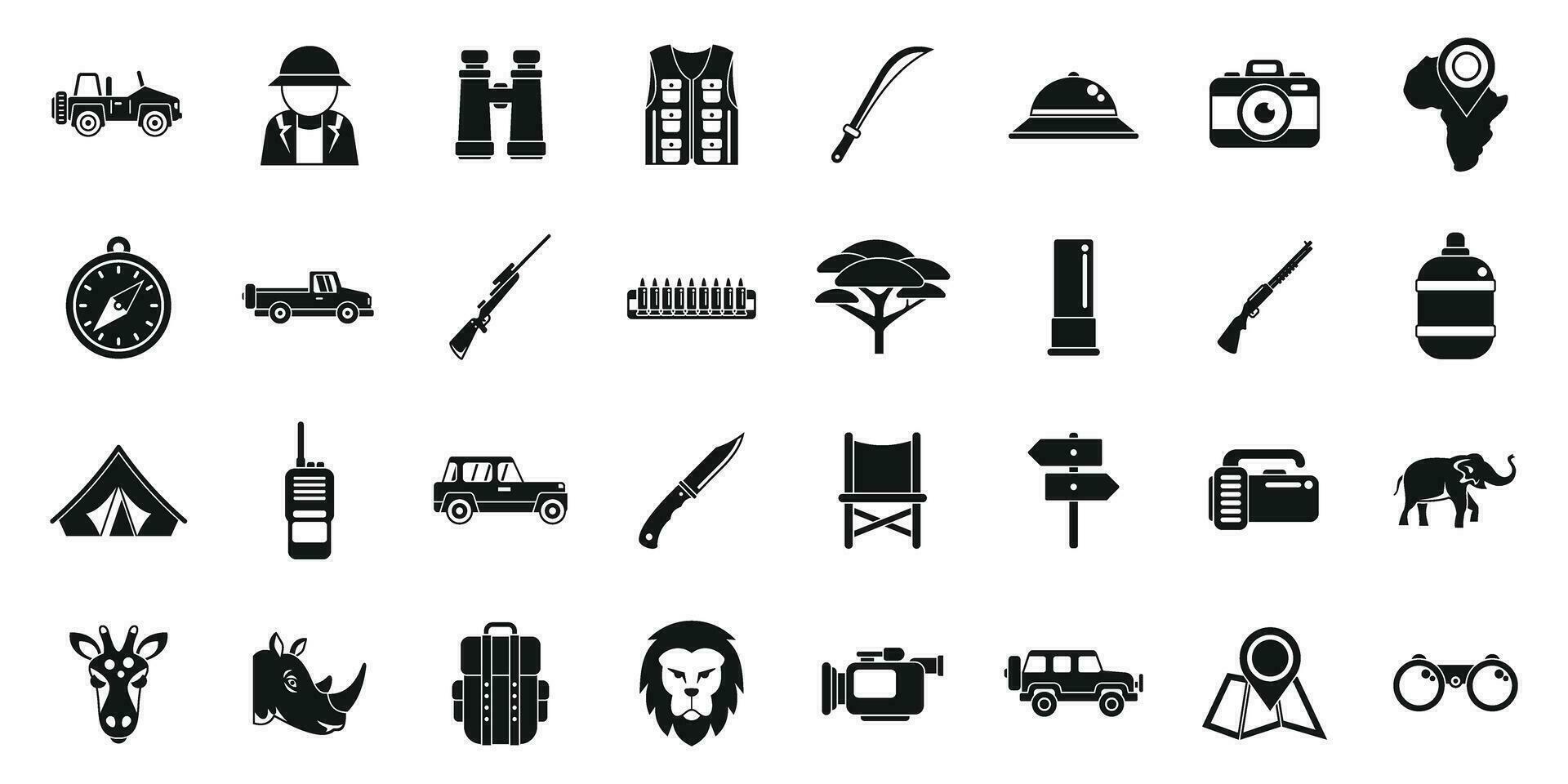 Jeep safari icons set simple vector. Car vehicle vector