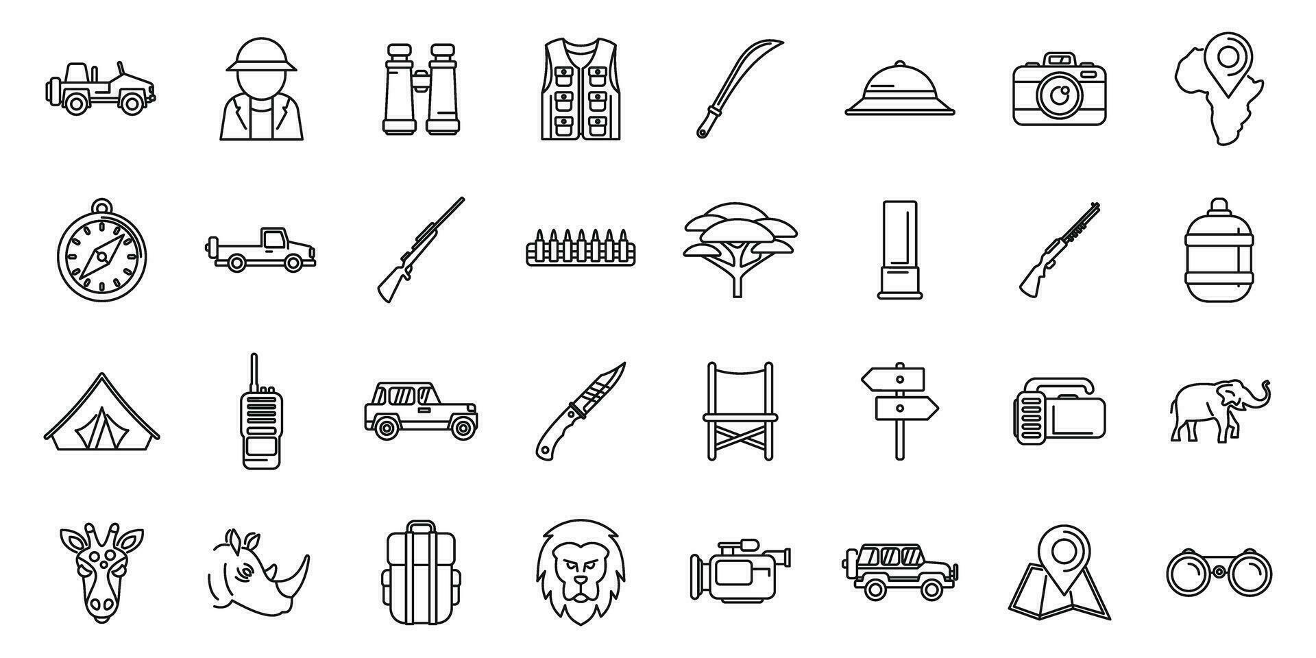 Jeep safari icons set outline vector. Car vehicle vector