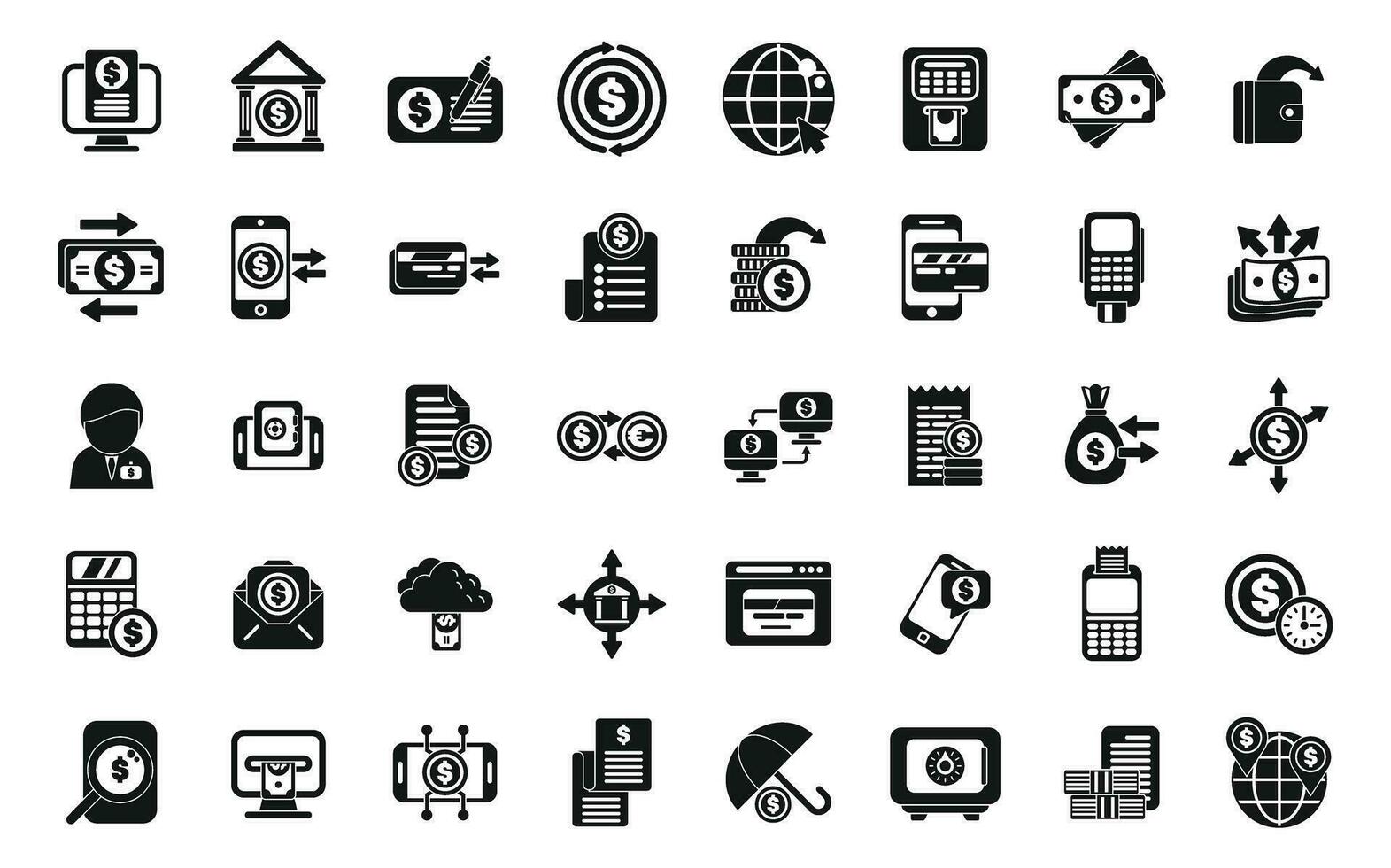 Banking transactions icons set simple vector. Online bank vector