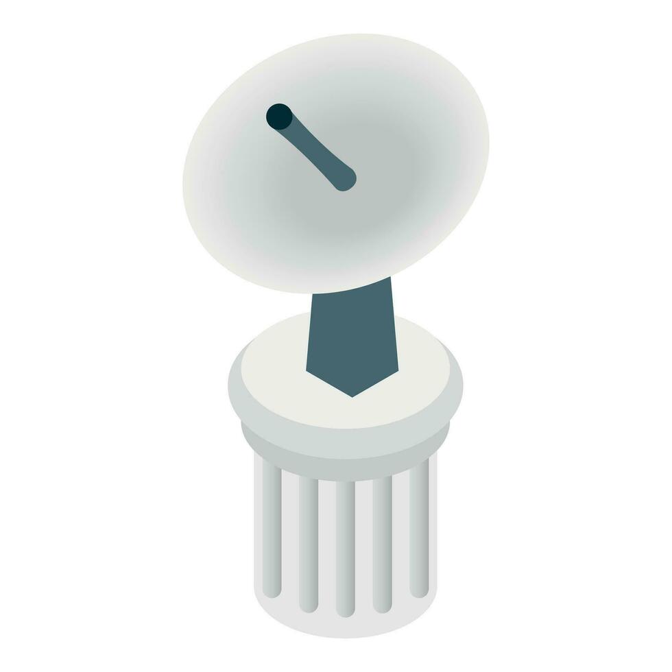 Telecommunication equipment icon isometric vector. Satellite antenna on column vector