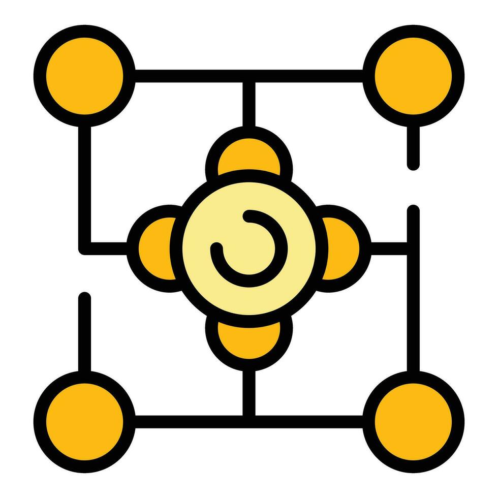 estrecho mercado molécula icono vector plano