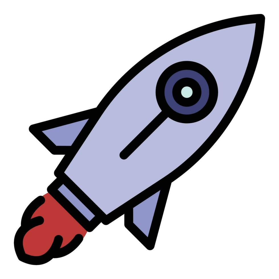 Flying rocket icon vector flat