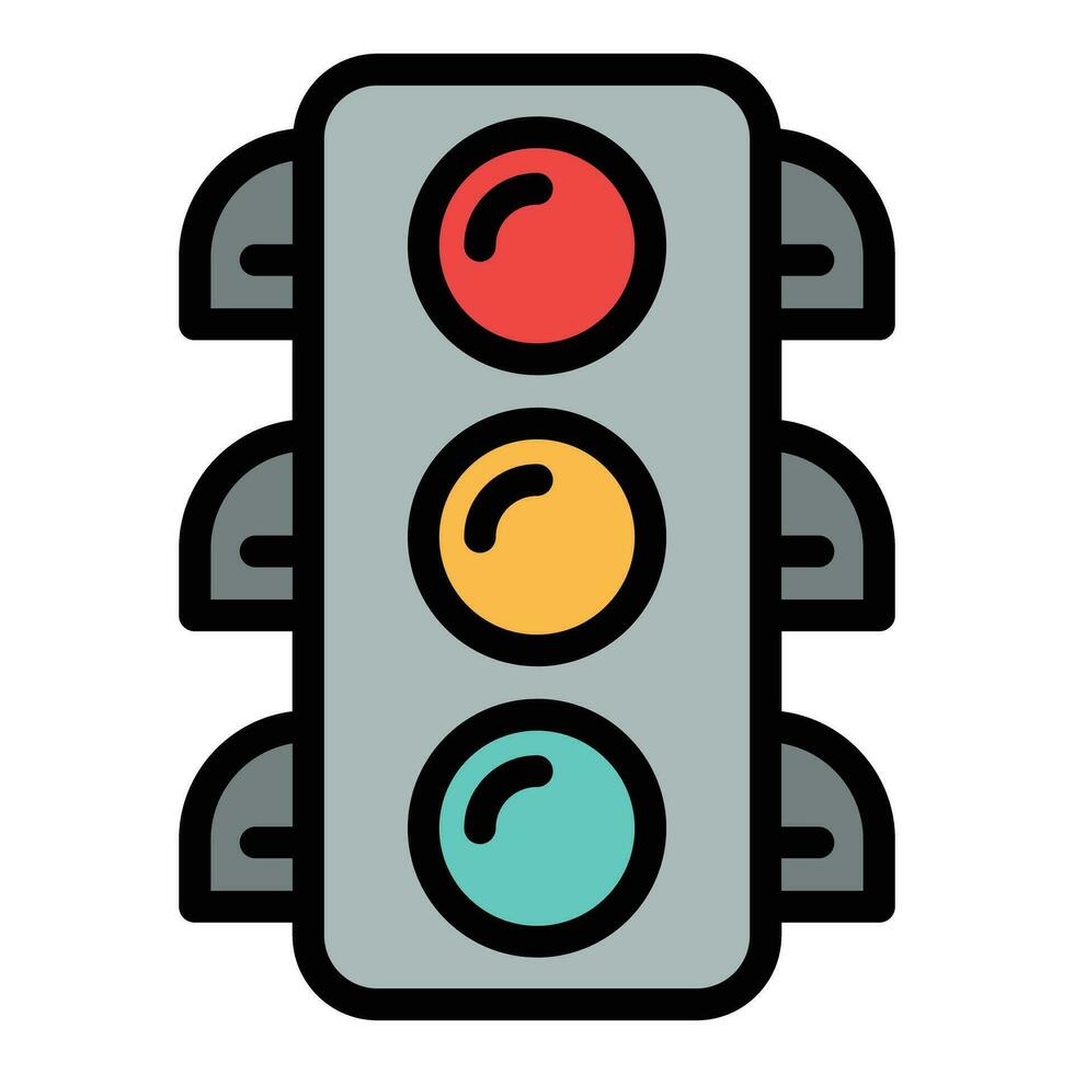 Road traffic lights icon vector flat