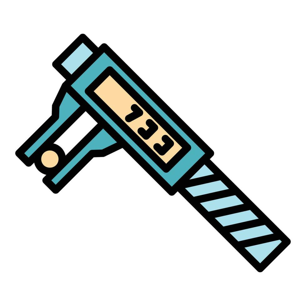 Digital micrometer steel icon vector flat