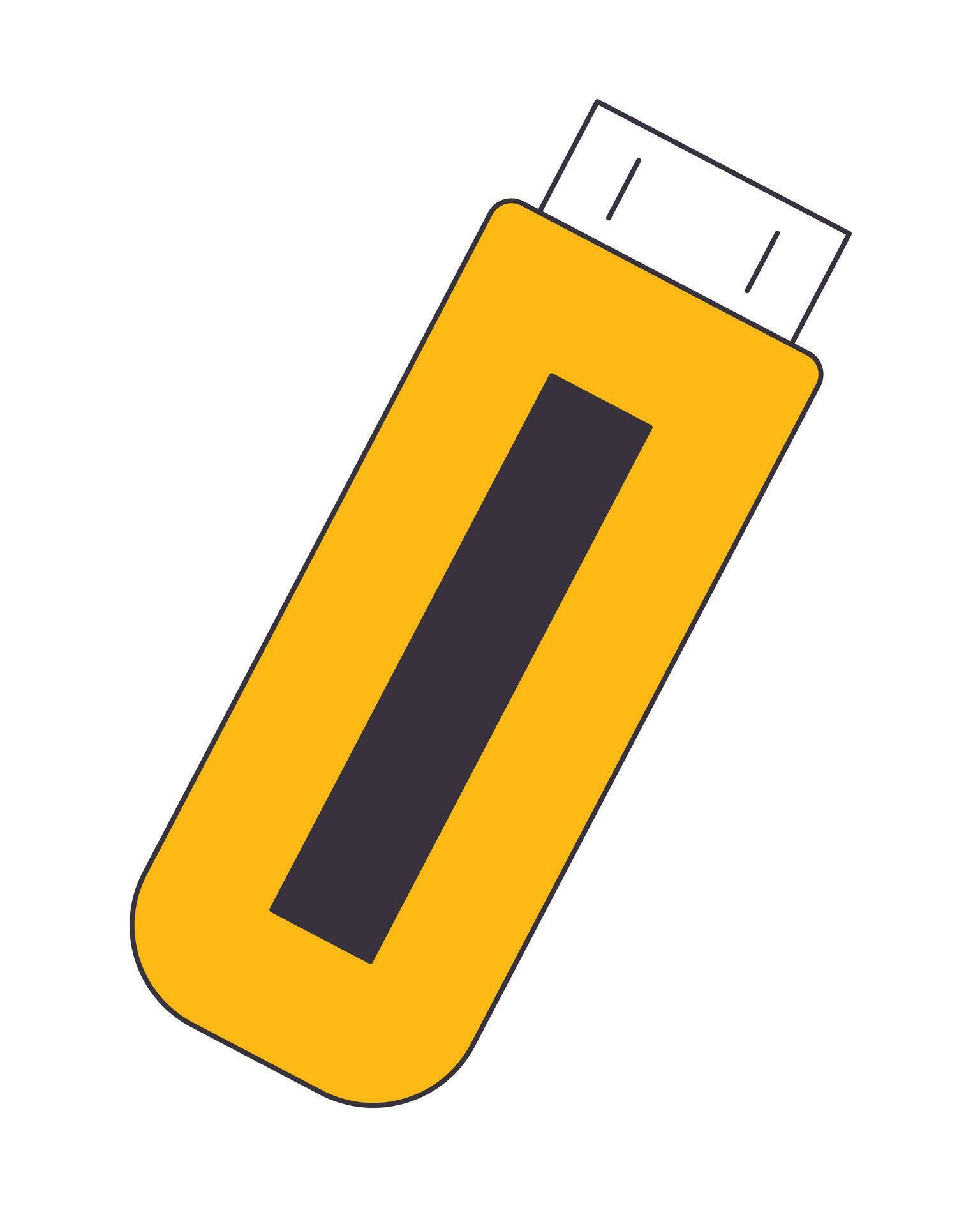 Flash memory stick flat line color isolated vector object. USB drive