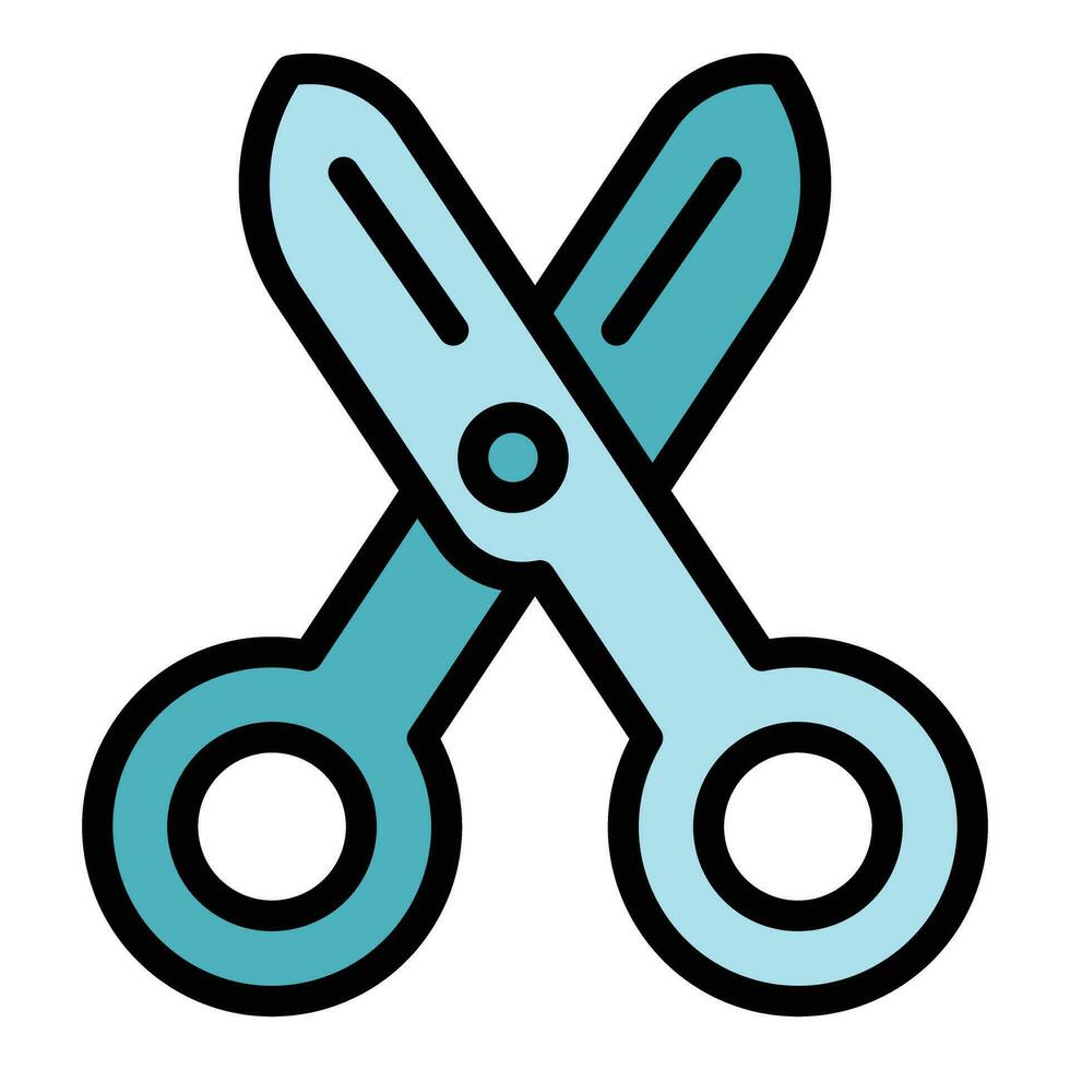 Curly hair scissors icon vector flat