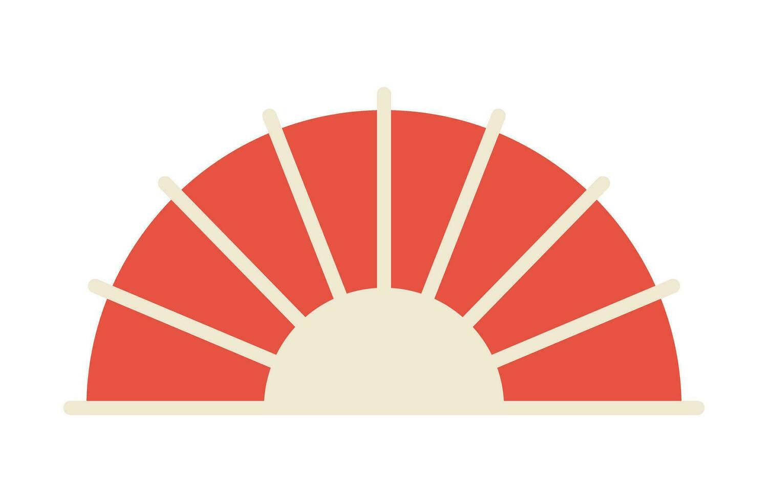 Folding japanese fan semi flat colour vector object. Traditional asian accessory. Vintage hand fan. Editable cartoon clip art icon on white background. Simple spot illustration for web graphic design