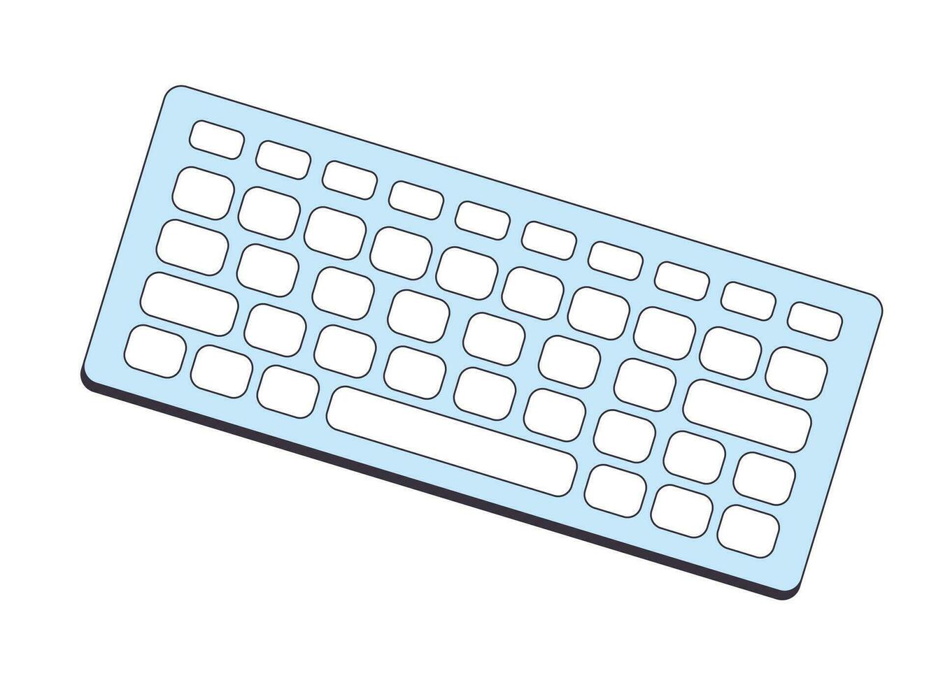 Computer keyboard flat line color isolated vector object. Input device for typing on computer. Editable clip art image on white background. Simple outline cartoon spot illustration for web design