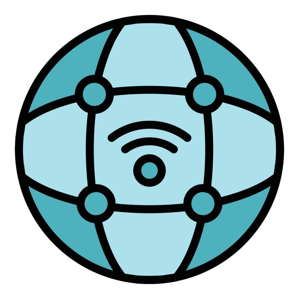 Global wifi internet icon vector flat
