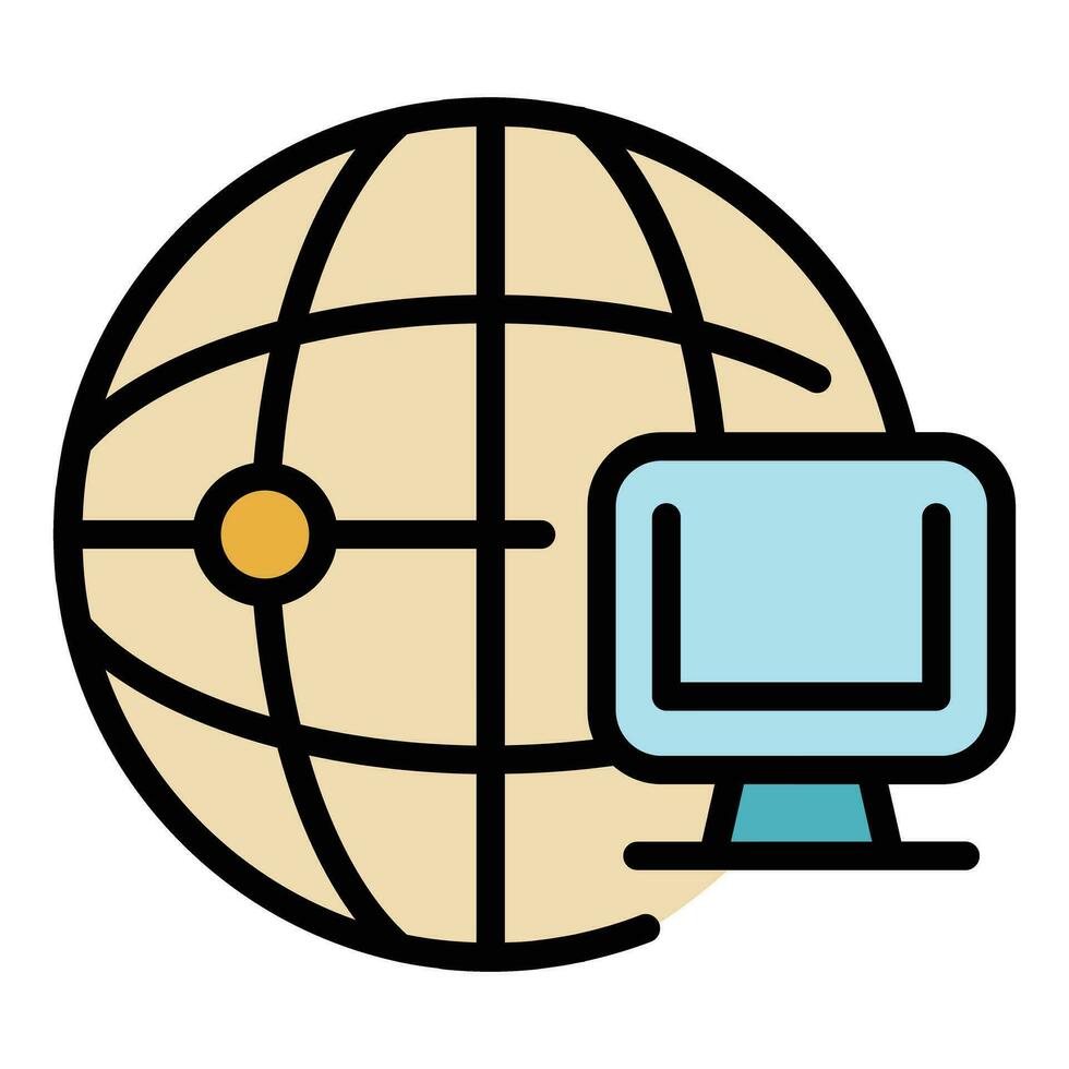 Global internet icon vector flat