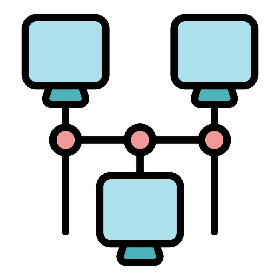 Network computer icon vector flat