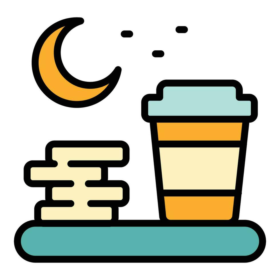 tarde trabajo café icono vector plano