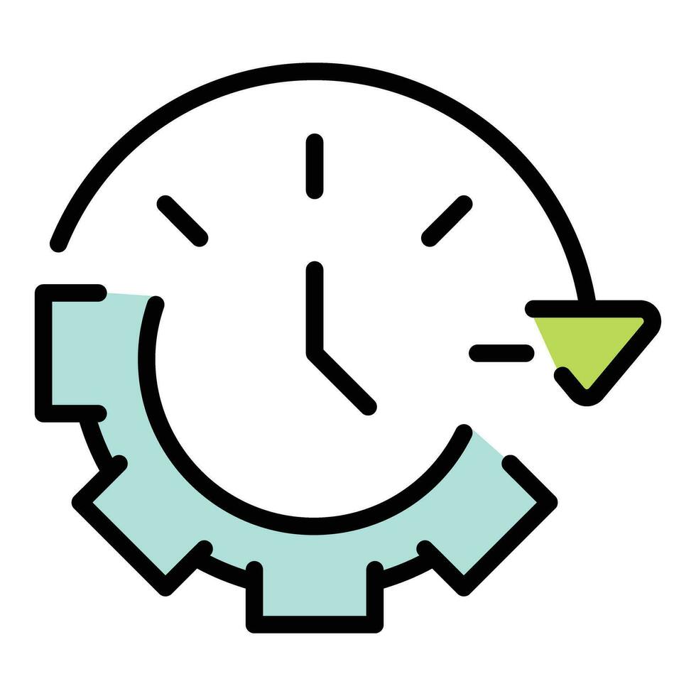 Late work gear time icon vector flat