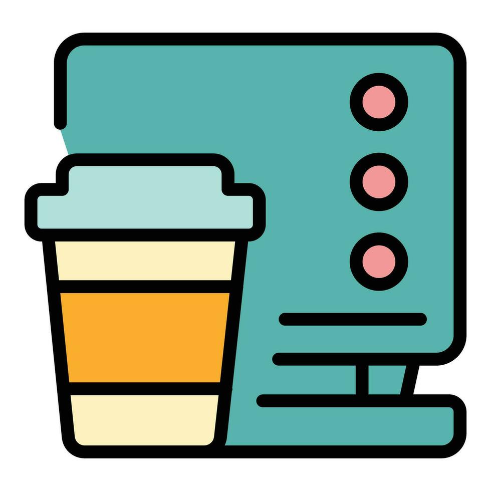 tarde trabajo hogar café icono vector plano