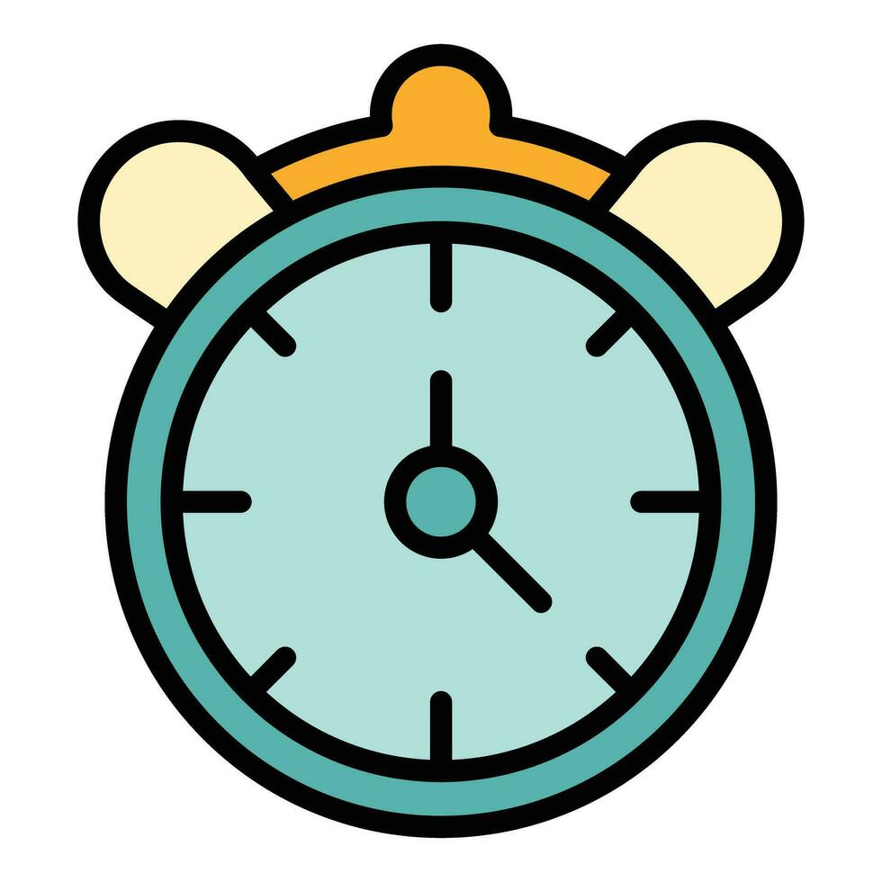 tarde trabajo alarma reloj icono vector plano