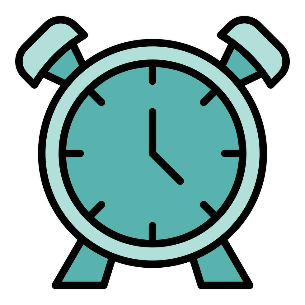 tarde trabajo alarma reloj icono vector plano