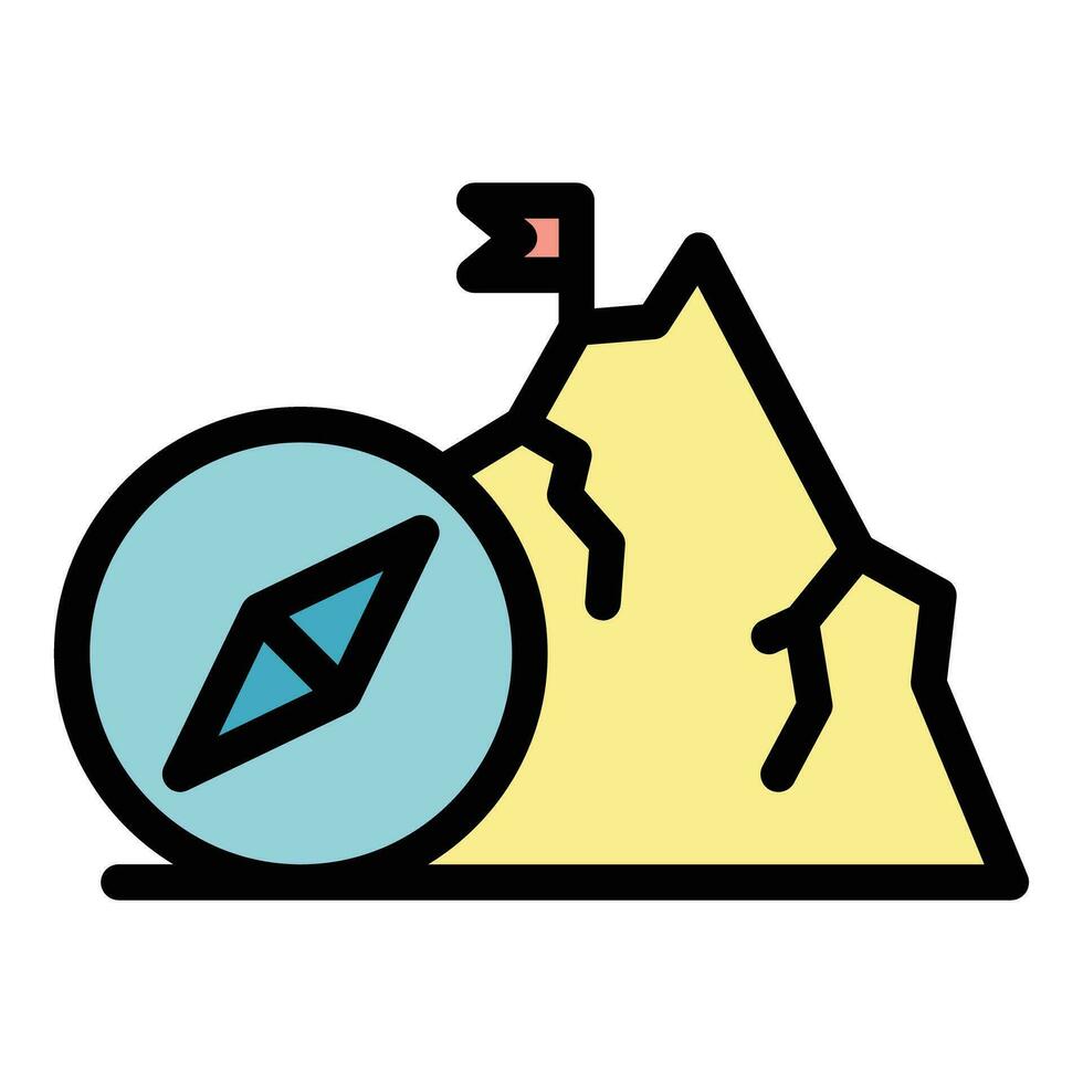 Expedition mountains trip icon vector flat