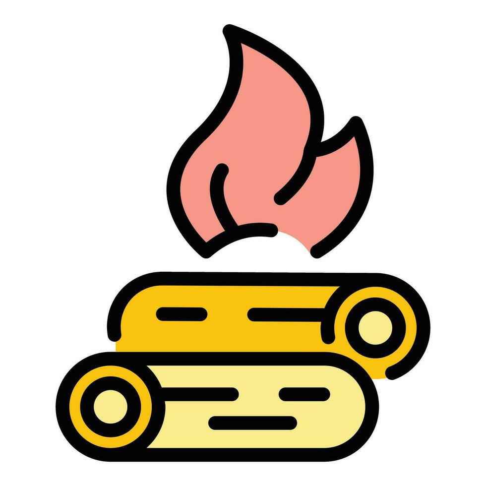 Camping bonfire icon vector flat