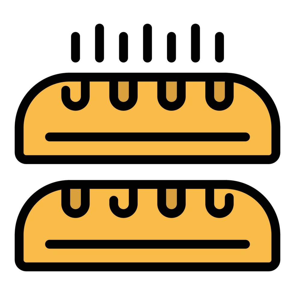 French bread icon vector flat