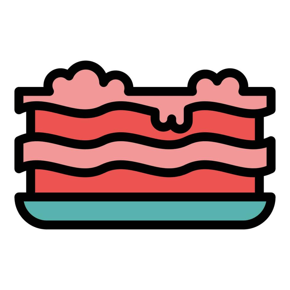 Bolognese lasagna icon vector flat