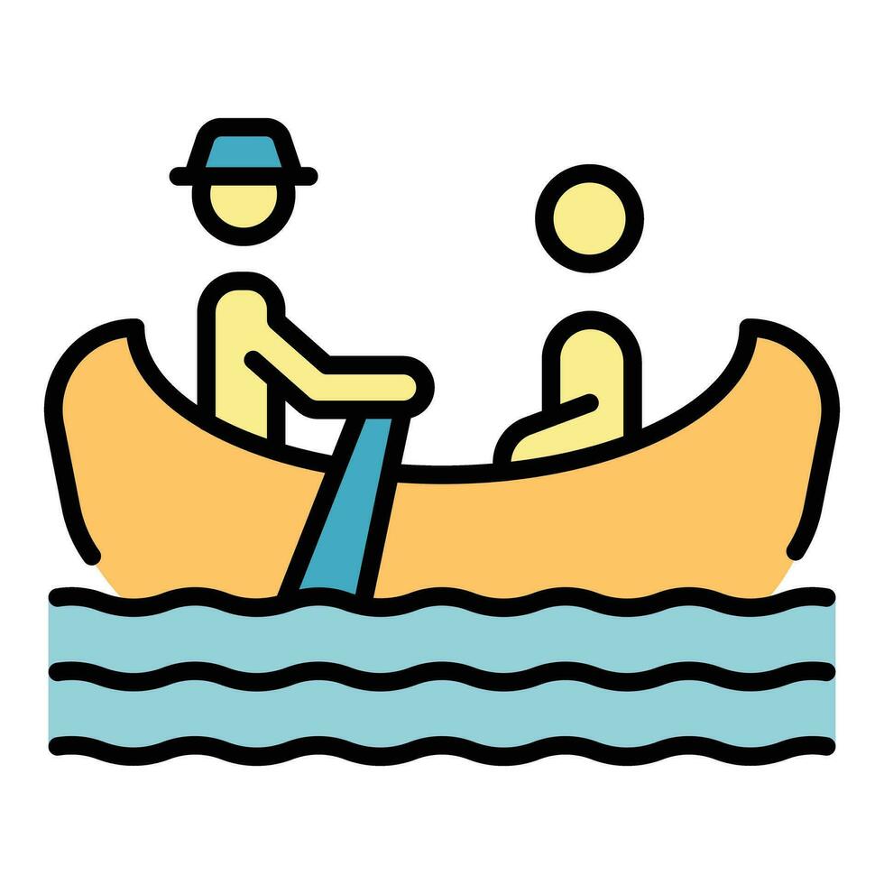 Venice gondolier icon vector flat