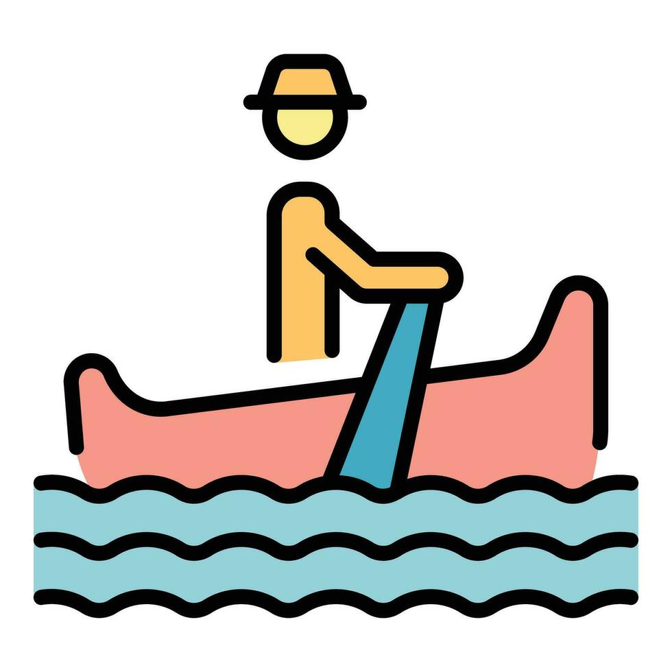 Venezia gondolier icon vector flat