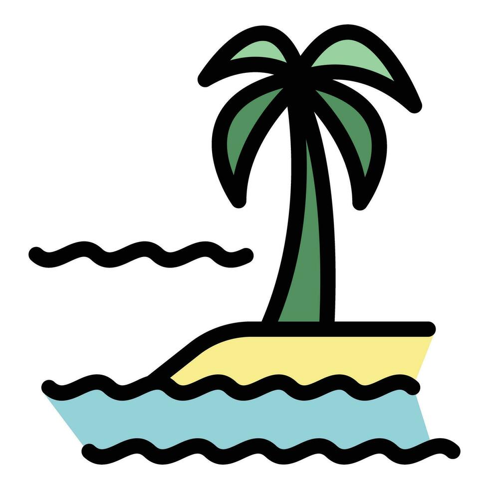 Island palm icon vector flat