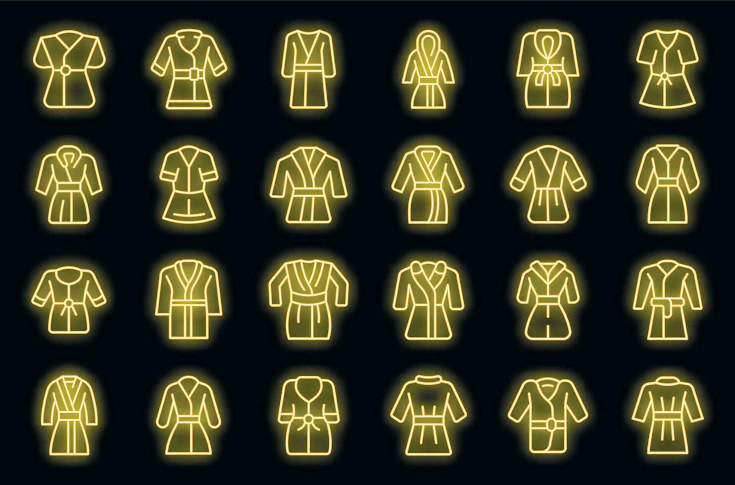 Dressing gown icons set vector neon