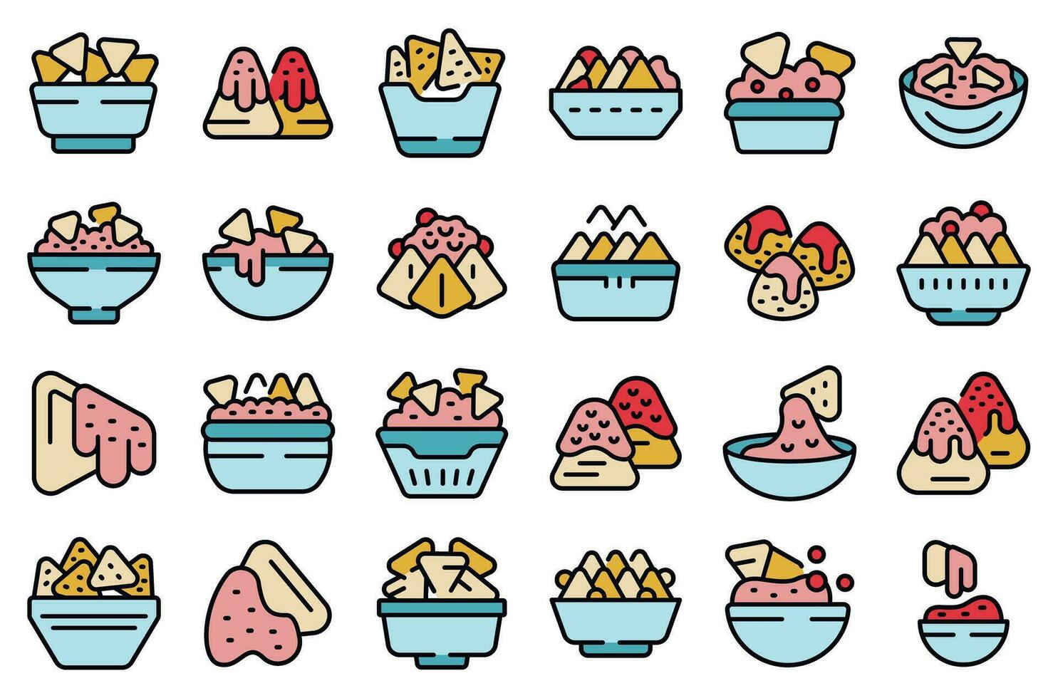 Nachos icons set vector flat