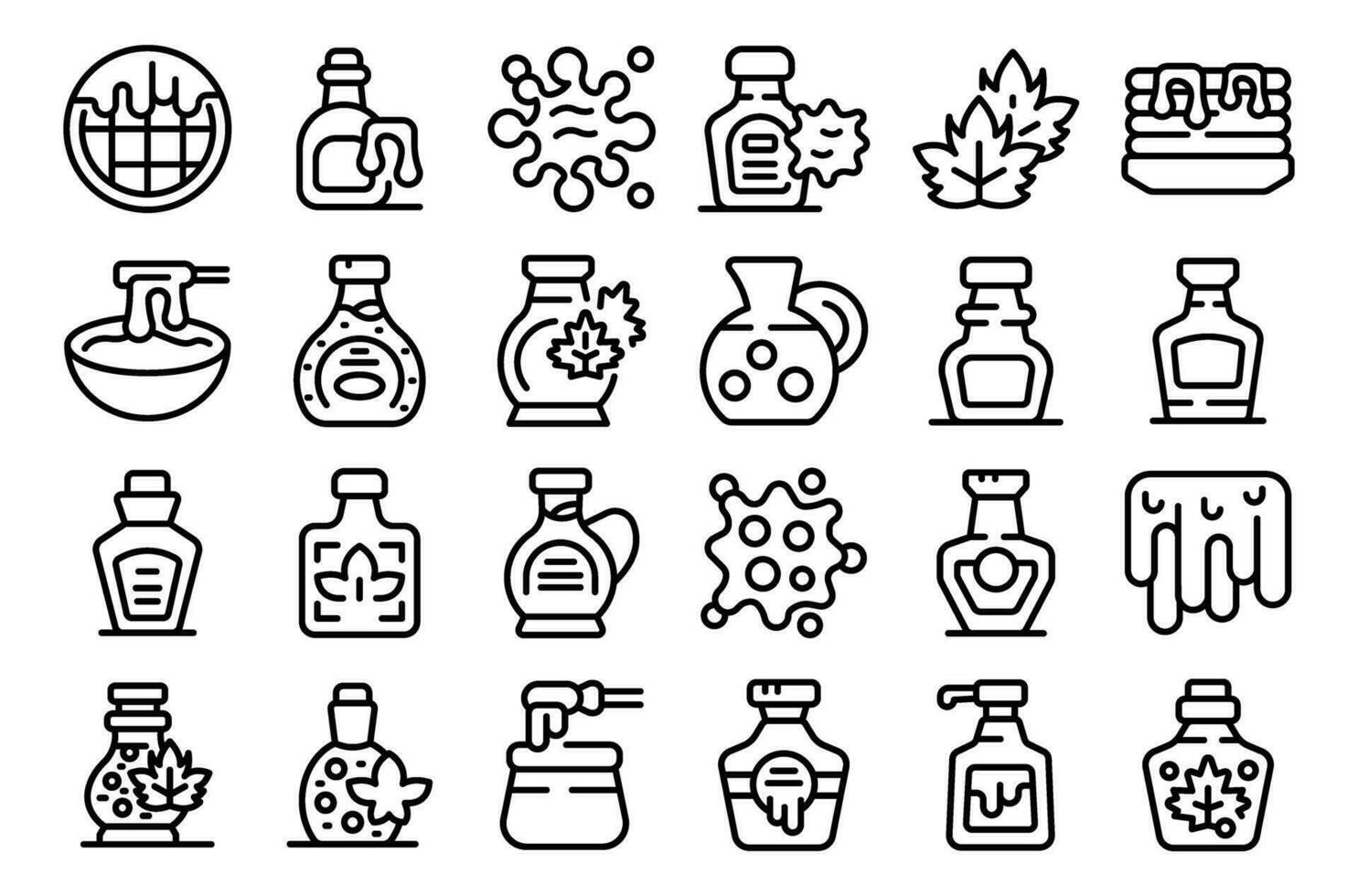 Maple syrup icons set outline vector. Stack kitchen vector