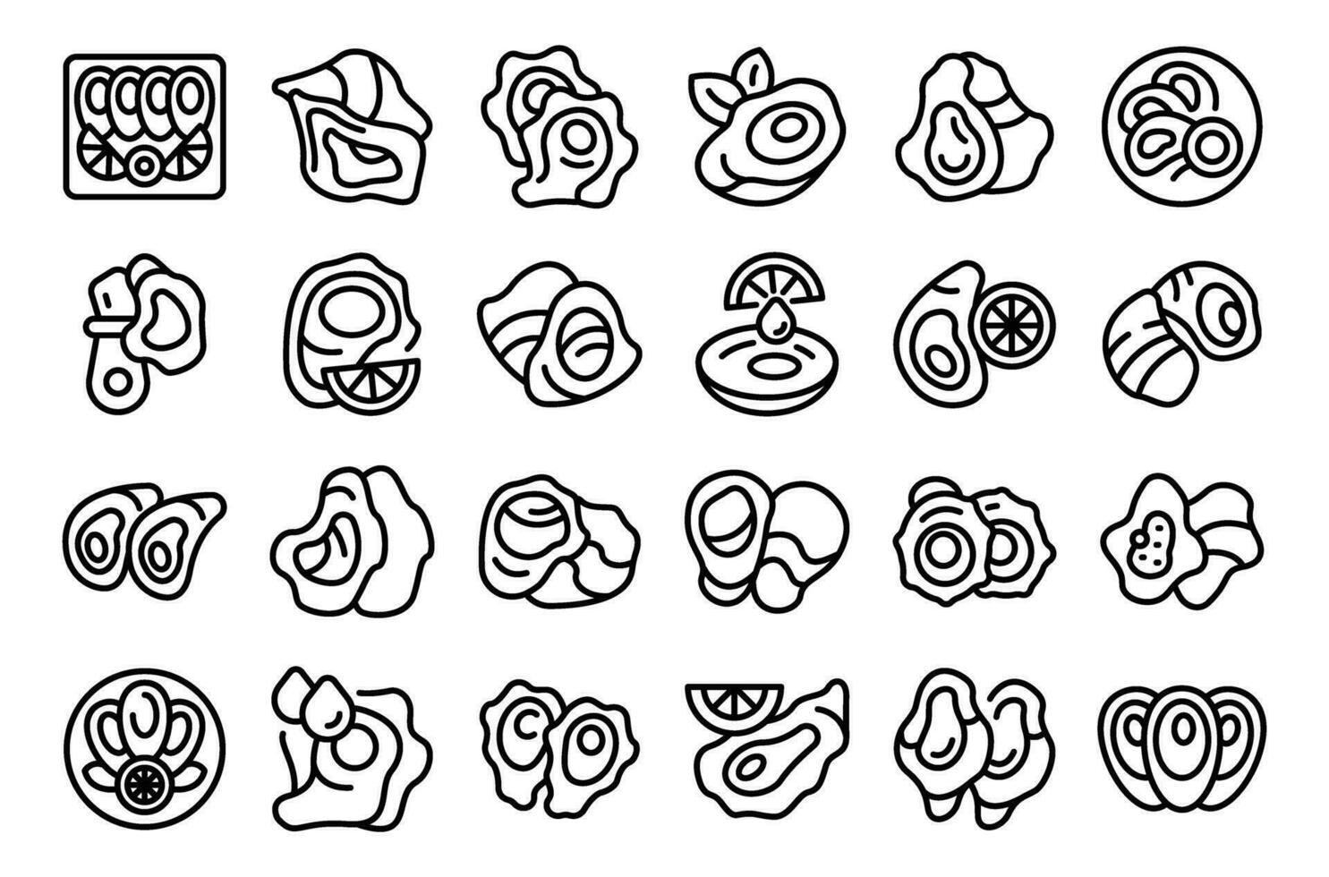 Oysters icons set outline vector. Seafood shell vector