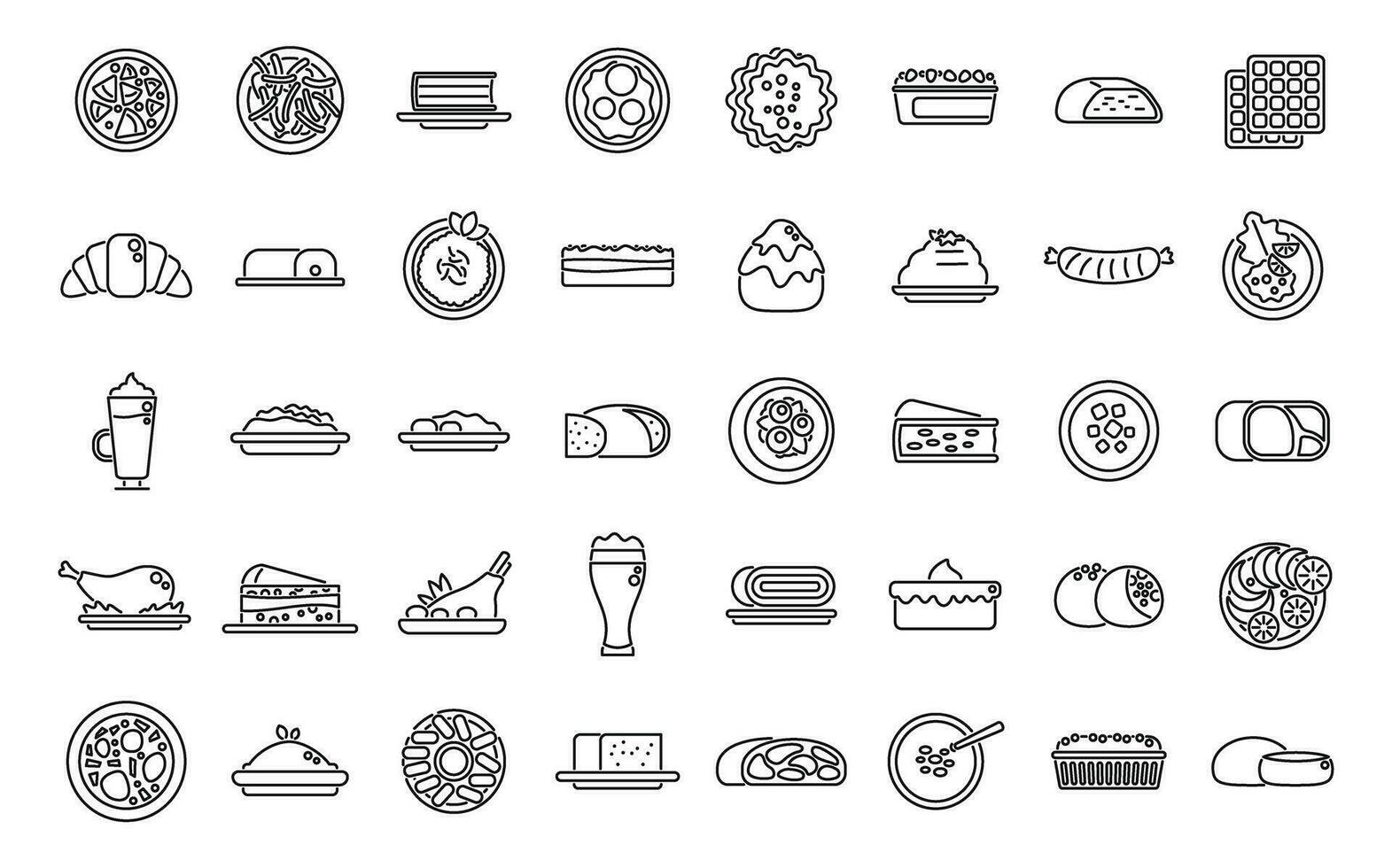 Austrian cuisine icons set outline vector. Strudel bakery vector